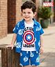 Babyhug Marvel Single Jersey Knit Half Sleeves Shirt & Shorts Set with T-Shirt & Avengers Graphic - Blue