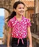 Kookie Kids Viscose Woven Half Sleeves Floral Printed Top - Pink