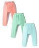 Kookie Kids Single Jersey Knit Full Length Solid Diaper Leggings Pack of 3 - Multicolor