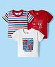 Doodle Poodle 100% Cotton Knit Half Sleeves T-Shirts With Monster Truck Print Pack of 3 - White & Red
