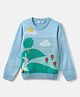 Nautinati Knit Full Sleeves Bunny & Floral Designed Sweater - Blue