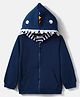 Nautinati Cotton Knit Full Sleeves Animal Designed Light Winter Sweatjacket - Blue