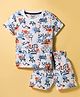 Smarty Boys Knitted Half Sleeves T-Shirt & Shorts With Lets Paint Print - White