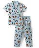 Smarty Boys Sinker Woven Half Sleeves Co-ords Night Suit with Sport Print - Light Blue