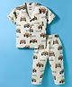 Smarty Boys Sinker Woven Half Sleeves Co-ords Night Suit with Car Print - Off White