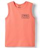 Smarty Boys 100% Cotton Knit Sleeveless Text Printed T-Shirt - Coral