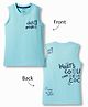 Smarty Boys Sinker Knit Sleeveless T-Shirt With Front & Back Text Print - Sea Green