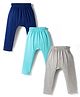 Kookie Kids Single Jersey Knit Full Length Solid Diaper Leggings Pack of 3 - Multicolor