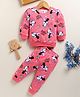 Annie Kids Cotton Knit Mickey & Friends Featuring Full Sleeves Minnie Mouse Printed Winter Sweatshirt & Joggers Set - Pink
