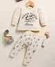 - Annie Kids Cotton Knit Mickey & Friends Featuring Full Sleeves Characters Printed Winter Sweatshirt & Joggers Set - Cream