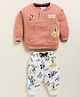 UNO KIDS Cotton Knit Disney Mickey & Friends Featuring Full Sleeves Character Printed Winter Sweatshirt & Pant - Brown