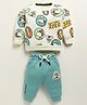 UNO KIDS Cotton Knit Full Sleeves Peanuts Featuring Snoopy Printed Winter Sweatshirt & Pant - White & Brown