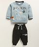 UNO KIDS Cotton Knit Full Sleeves Restart Text Printed Winter Sweatshirt & Pant Set - Grey