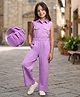 Arias Knit Sleeveless Solid Colour Textured Jumpsuit - Purple