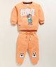 UNO KIDS Cotton Knit Full Sleeves Always Clever Text & Bear Printed Winter Sweatshirt & Pant Set - Orange