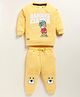 UNO KIDS Cotton Knit Full Sleeves Always Clever Text & Bear Printed Winter Sweatshirt & Pant Set - Yellow