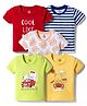 Doodle Poodle 100% Cotton Knit Half Sleeves Striped & Printed T-Shirts Pack of 5 - Multicolor