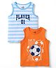 Doodle Poodle 100% Cotton Knit Sleeveless T-Shirts with Football Print Pack of 2 - Orange & White