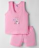 Tango Single Jersey Knit Sleeveless Innerwear Sets With Vest & Short With Animal Print - Pink