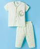 Tango Single Jersey Knit Half Sleeves Night Suit with Star Print - Light Green
