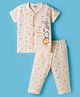 Tango Single Jersey Knit Half Sleeves T-Shirt Style & Pajama Night Suit With Lion Print - Cream