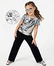 Hola Bonita Knit Half Sleeves Sequin Party Top & Pant Set - Silver & Black