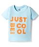 Doodle Poodle 100% Cotton Knit Half Sleeves Text Printed T-Shirt - Light Blue