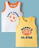 Doodle Poodle 100% Cotton Knit Sleeveless Sports Theme Printed Tank T-Shirt Pack Of 2 - Yellow & White