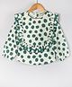 Hugsntugs Cotton Woven Full Sleeves Polka Dots Printed Frill Detailed Top - Green