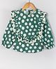 Hugsntugs Cotton Woven Full Sleeves Polka Dots Printed Frill Detailed Top - Green