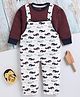 TOONYPORT Cotton Blend Knit Whale Printed Dungaree With Full Sleeves Tee - Brown