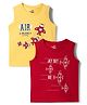 Doodle Poodle 100% Cotton Knit Sleeveless  Tank T-Shirts with Aeroplane Print Pack of 2 - Red & Yellow