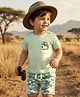 Babyhug Single Jersey Knit Half Sleeves T-Shirt & Shorts Set with Camouflage - Light Green