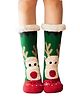 Butterthief Woollen Knit Christmas Theme Reindeer Designed Fur Detailed Anti Skid Socks -  Green