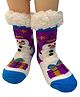Butterthief Woollen Knit Christmas Theme Snowman Designed Fur Detailed Anti Skid Socks - Sky Blue