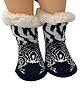 Butterthief Woollen Knit Abstract Designed Fur Detailed Anti Skid Socks - White