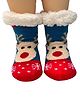 Butterthief Woollen Knit Christmas Theme Reindeer Designed Anti Skid Socks - Blue