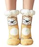 Butterthief Woollen Knit Lion Designed Anti Skid Socks - Beige