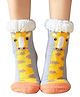Butterthief Wool Knit Muff Detailed Giraffe Designed Socks - Grey