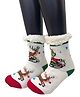 Butterthief Wool Knit Christmas Theme Muff Detailed Reindeer Designed Socks - White
