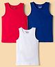 Kookie Kids Single Jersey Knit Sleeveless Solid Colour Vests Pack Of 3 - Red Blue & White