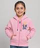 KUCHIPOO Fleece Knit Full Sleeves Just Be Cool Text Printed Hooded Jacket - Pink