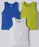 Kookie Kids Single Jersey Knit Sleeveless Solid Colour Vests Pack Of 3 - Blue Limegreen & White