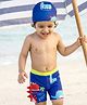 Babyhug Dino Printed Swimming Trunk With Cap - Blue