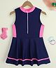 Pine Kids Sleeveless Solid Frock Swimsuit - Navy Blue
