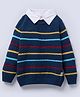 Ed-a-Mamma Knitted Full Sleeves Striped Sweater - Blue