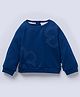 Ed-a-Mamma Cotton Woven Full Sleeves Floral Embroidered Light Winter Sweatshirt - Blue