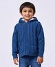 Ed-a-Mamma Knitted Full Sleeves Cable Knit Designed Light Winter Hooded Jacket - Blue