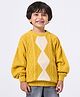 Ed-a-Mamma Knitted Knit Full Sleeves Geometric Designed Light Winter Sweater - Yellow