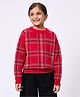 Ed-a-Mamma Knitted Knit Full Sleeves Checked Light Winter Sweater - Red
